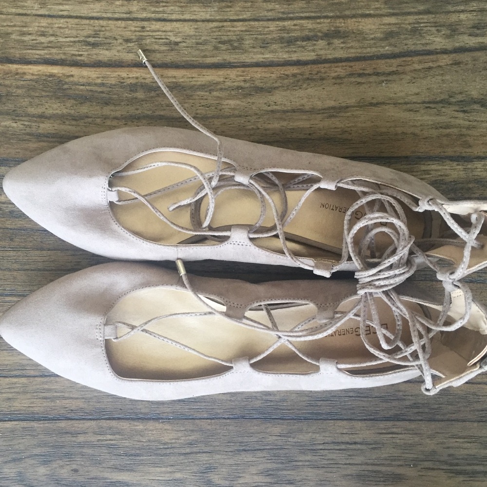 BCBGeneration Lace Up Ballet Flats Suede